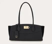 Damen New Ferragamo Studio Soft Bag East West (M) Schwarz