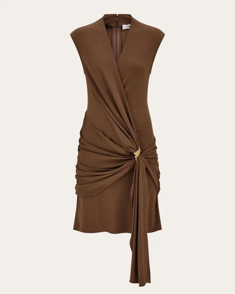 Ferragamo Damen Minikleid mit Drapierung Beige Beige
