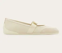 Damen Sportlicher Ballerina mit Vara-Schleife Beige Größe 5