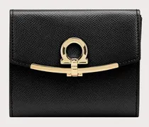 Damen Französische Brieftasche mit Gancini-Element Schwarz