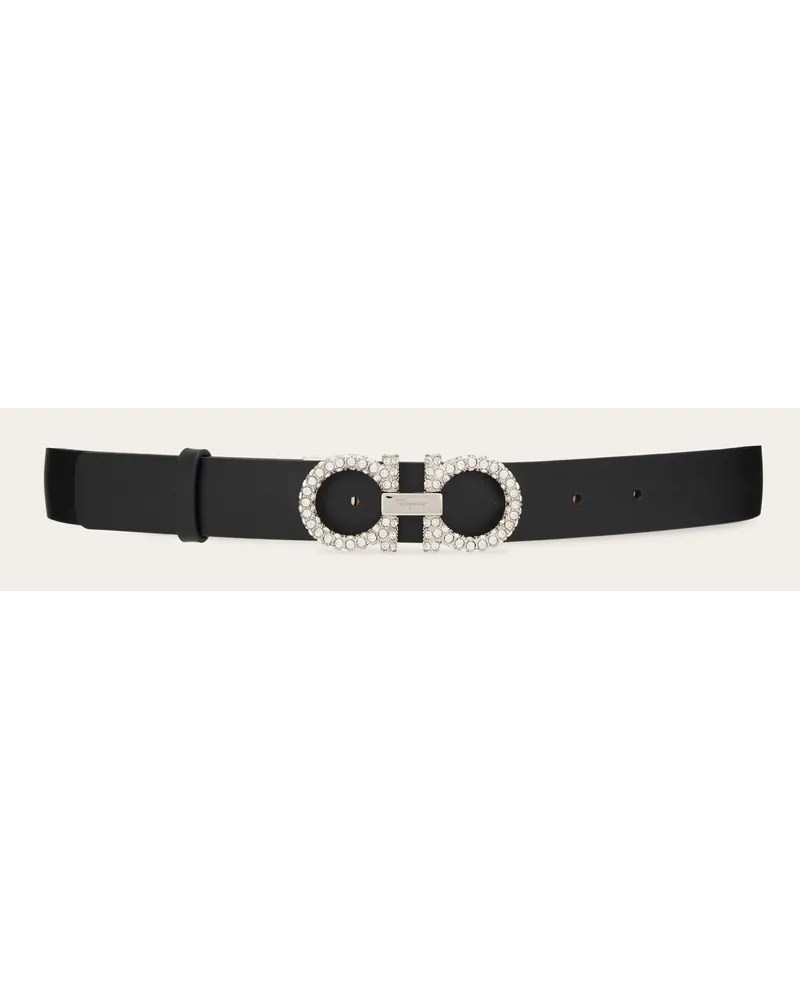 Ferragamo Damen Verstellbarer Gancini-Gürtel Schwarz Schwarz
