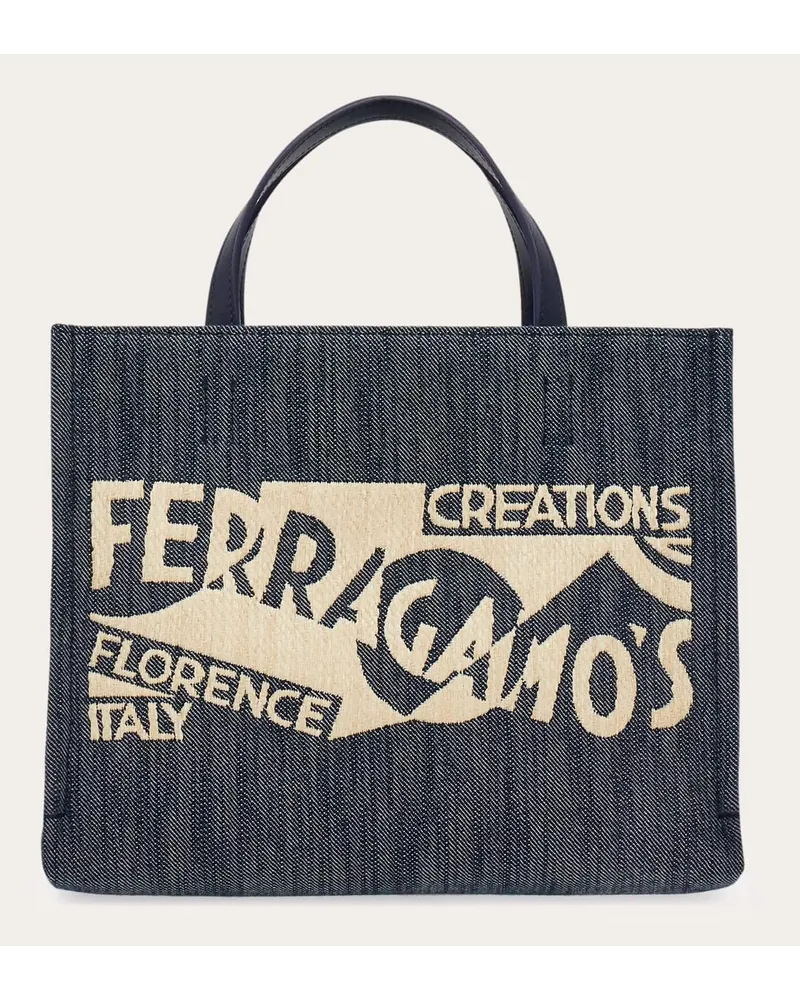 Ferragamo Damen Cabas mit Logo (M) Blau Blau