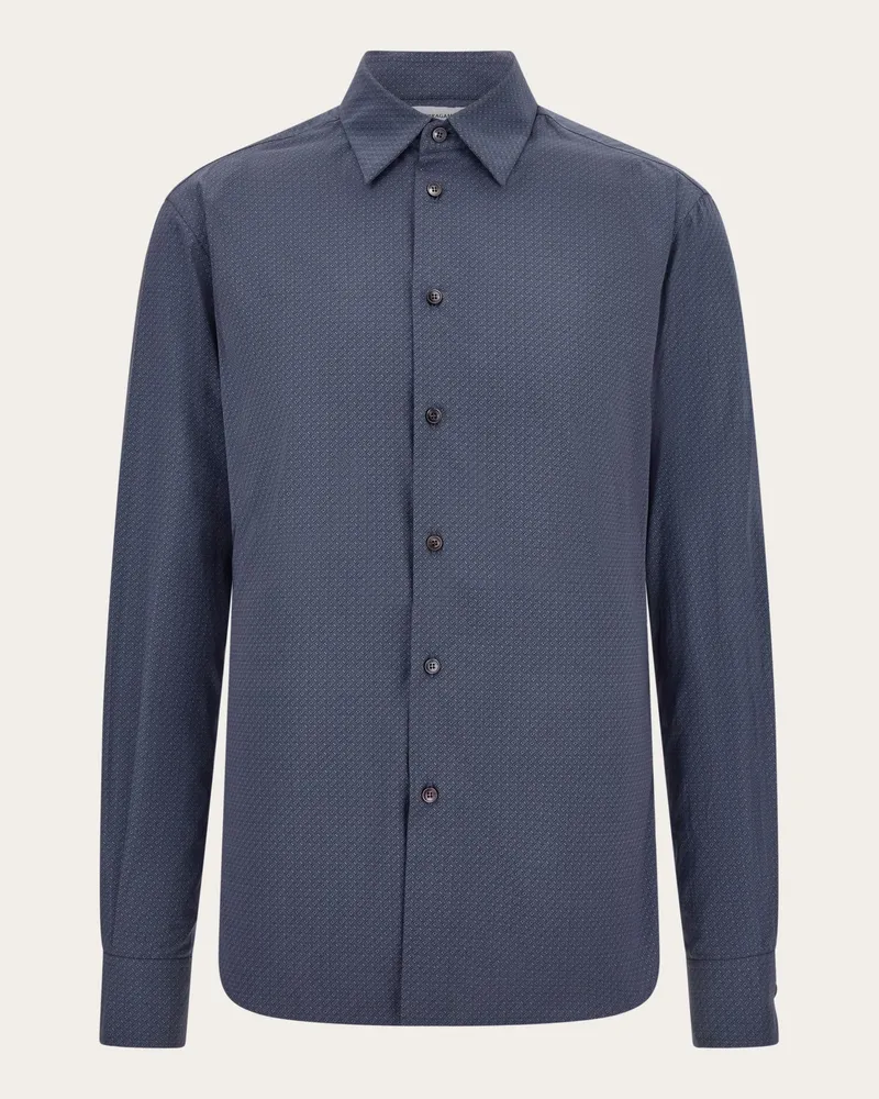 Ferragamo Herren Oberhemd Ferragamo-Monogram Blau Blau