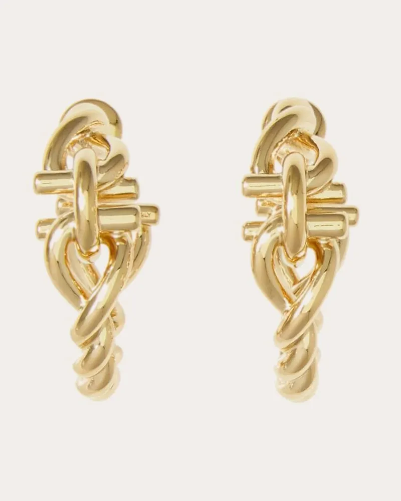 Ferragamo Damen Kleine Ohrringe Gancini Torchon Gold Gold
