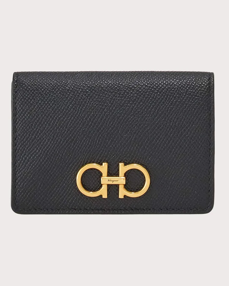 Ferragamo Damen Gancini Kreditkartenetui Schwarz Schwarz
