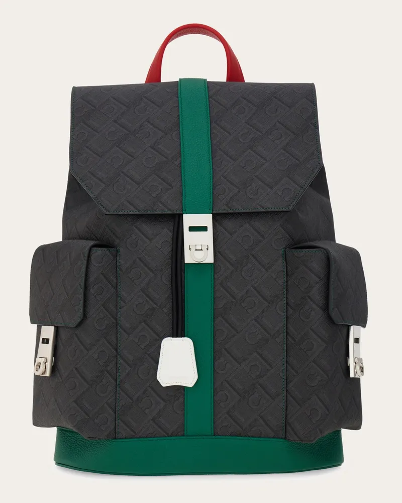 Ferragamo Herren Rucksack mit Doppeltasche - Citymatch Capsule Grün Grün