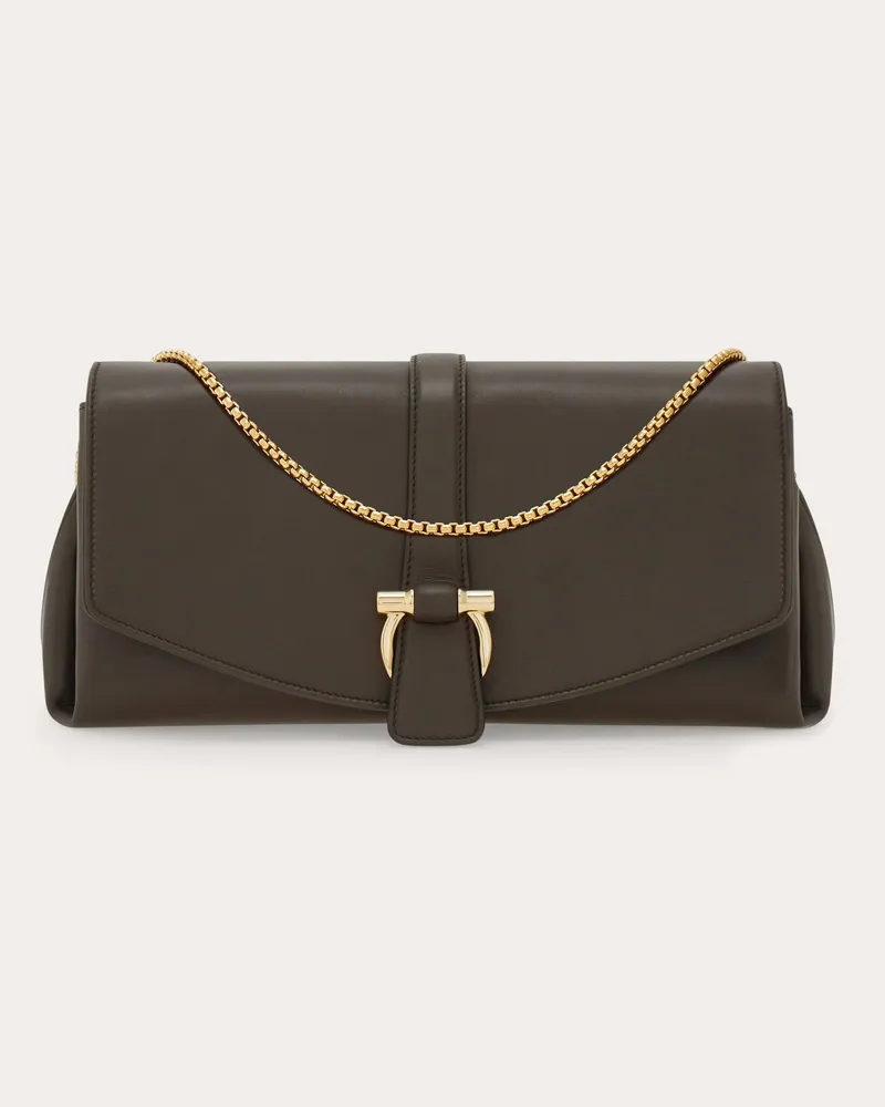 Ferragamo Damen Umhängetasche mit Klappe (S) Grau Grau