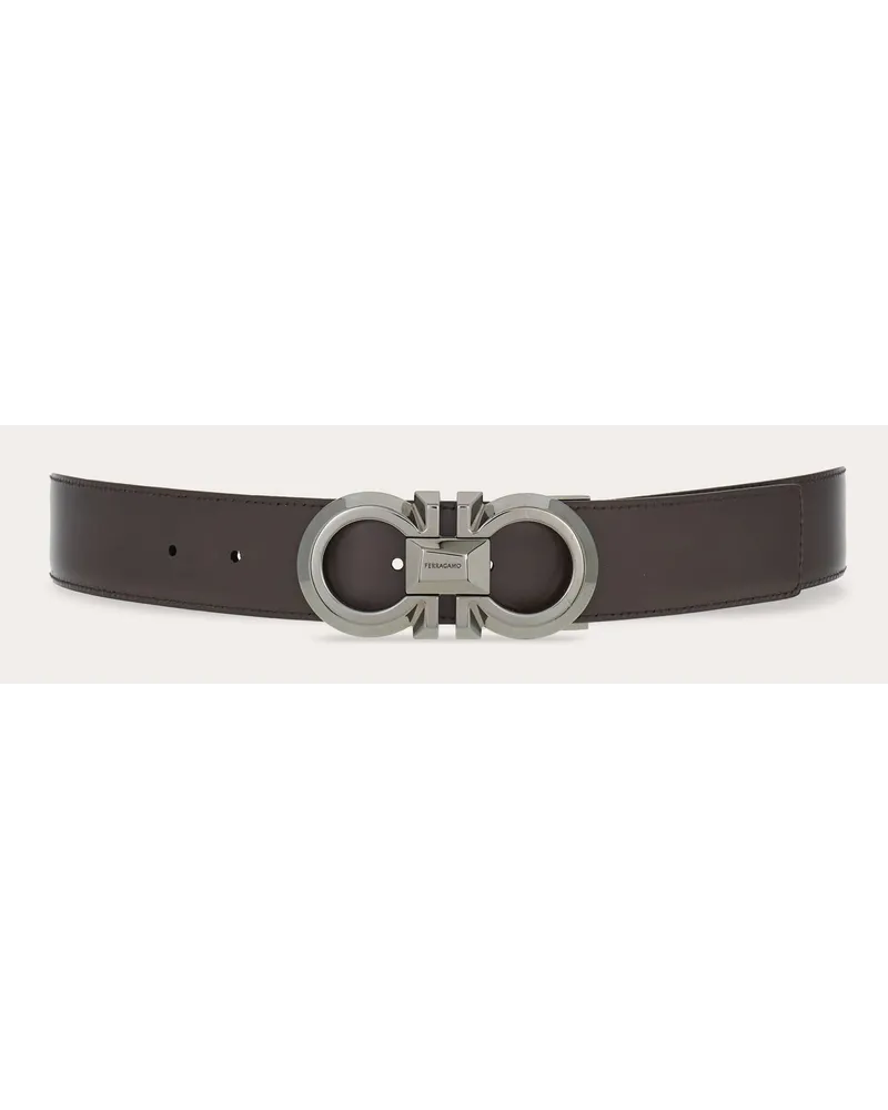 Ferragamo Herren Verstellbarer Gancini Wendegürtel Schwarz Schwarz