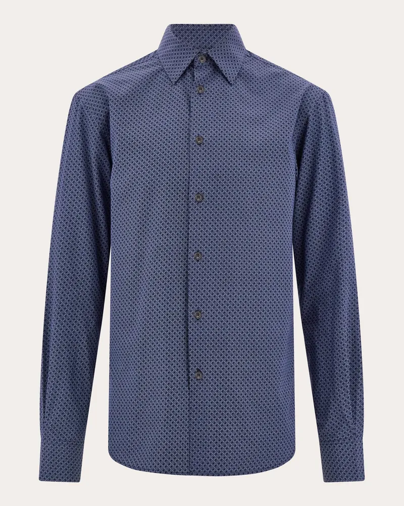 Ferragamo Herren Oberhemd Ferragamo-Monogram Blau Blau