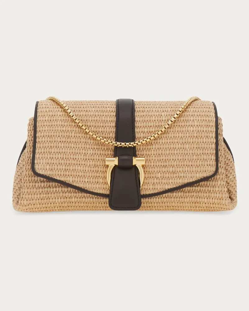 Ferragamo Damen Umhängetasche mit Vorderklappe (S) Braun Braun