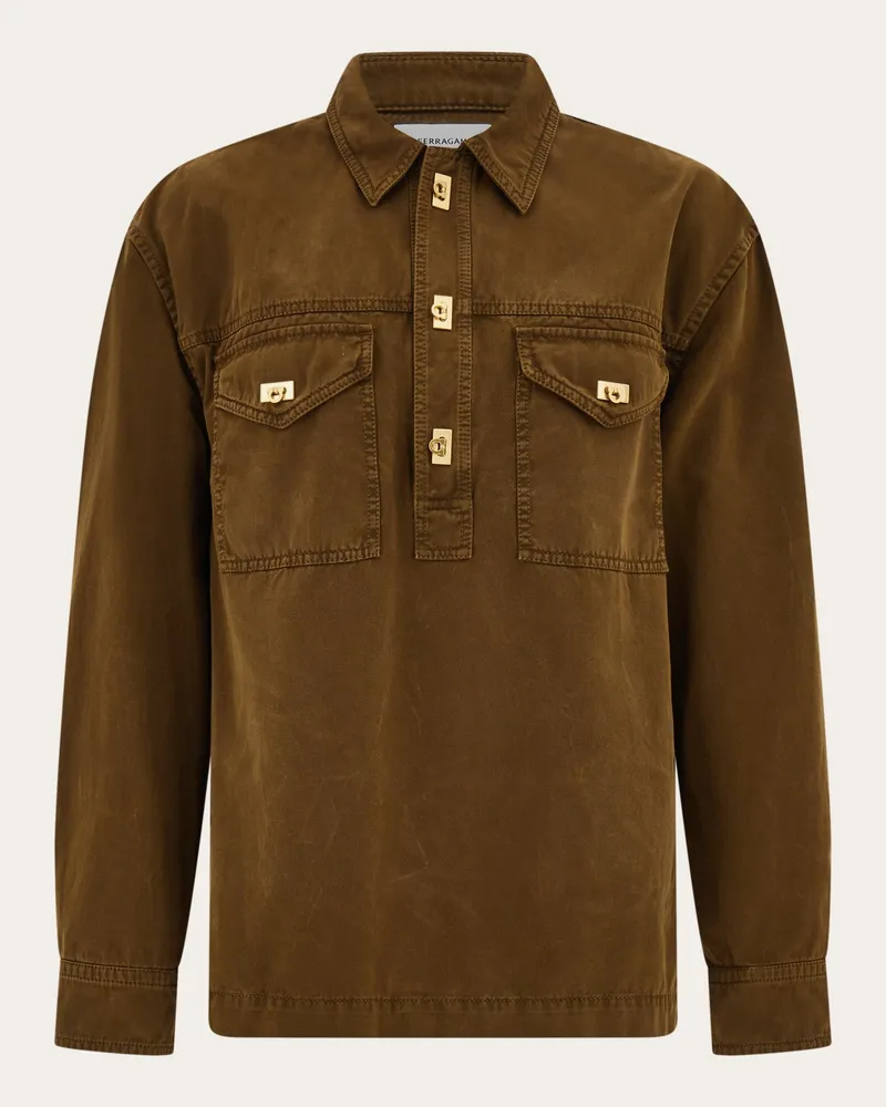 Ferragamo Herren Workwear-Hemd Braun Braun