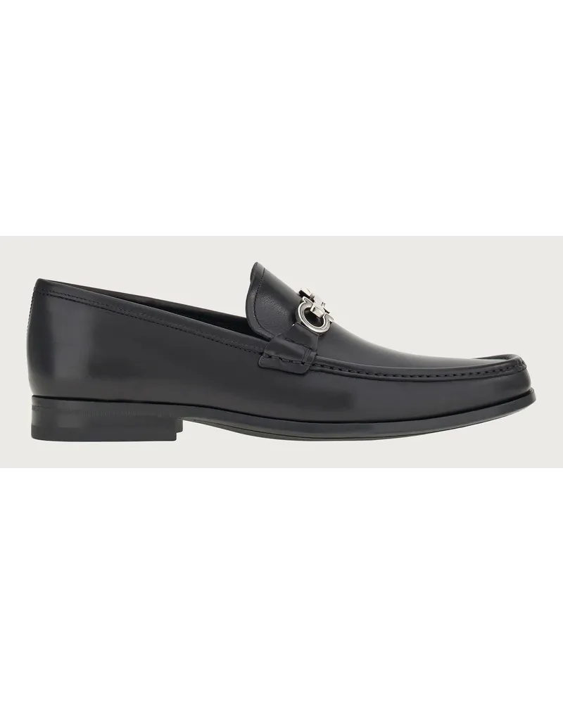 Ferragamo Herren Mokassin mit doppelseitigem Gancini-Element Schwarz Größe Schwarz