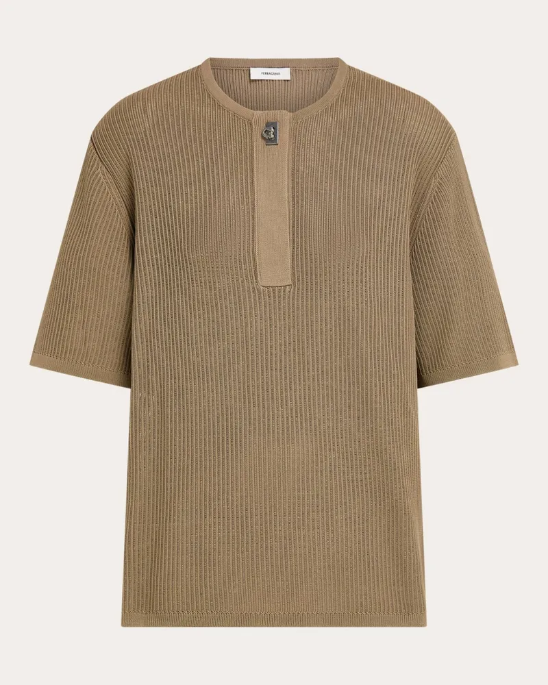 Ferragamo Damen Strick-Polohemd Beige Beige