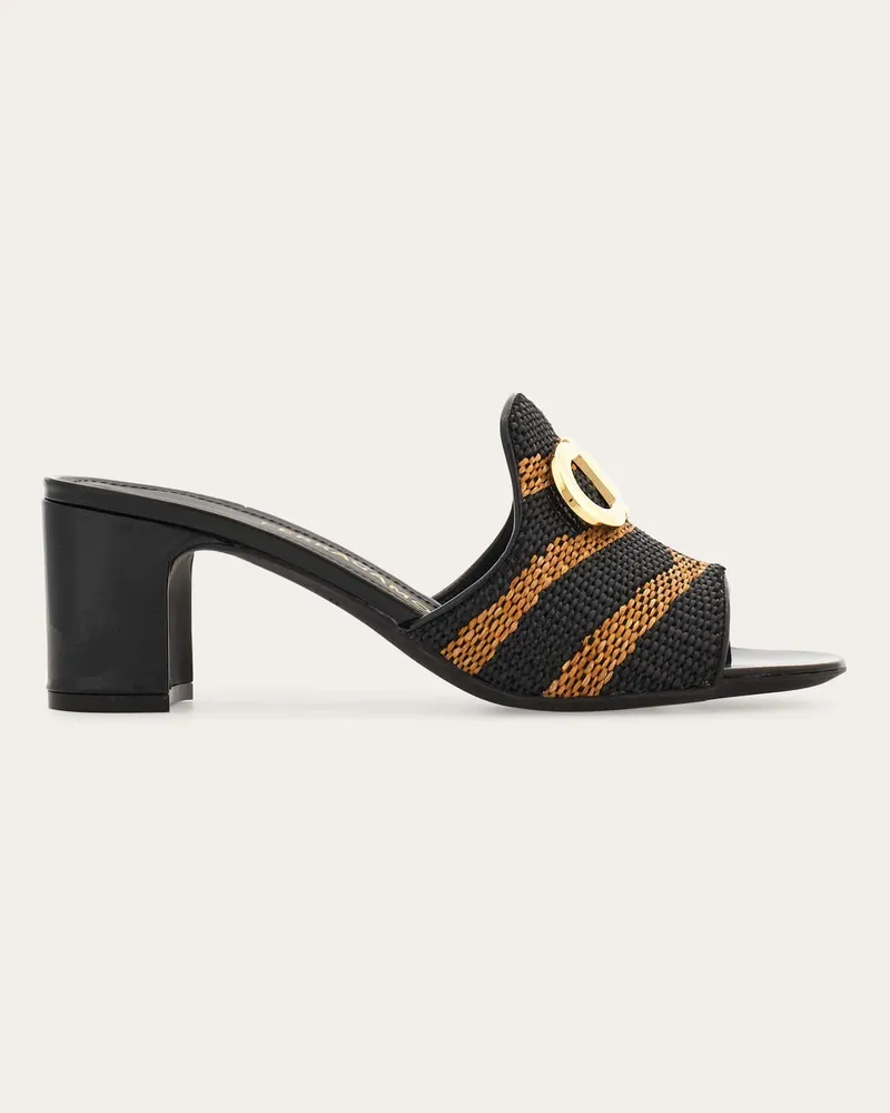 Ferragamo Damen Slide mit Gancini-Ornament, mittelhoher Absatz Braun Größe 5 Braun