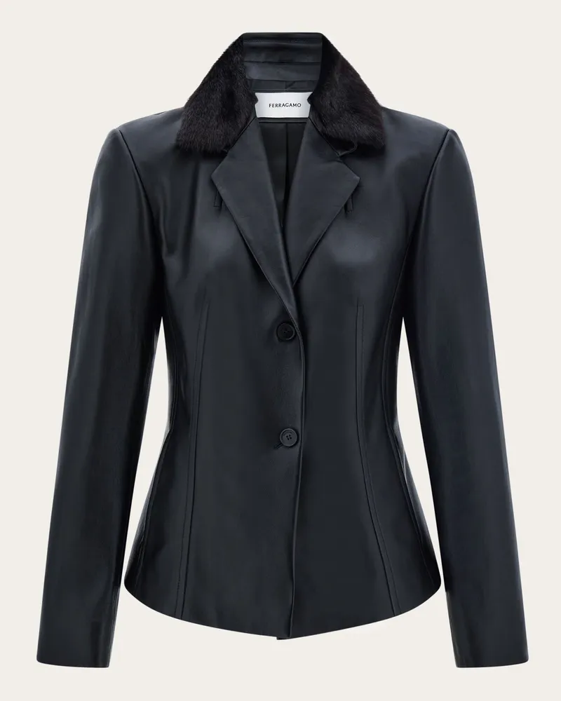 Ferragamo Damen Blazer aus Nappaleder Schwarz Schwarz