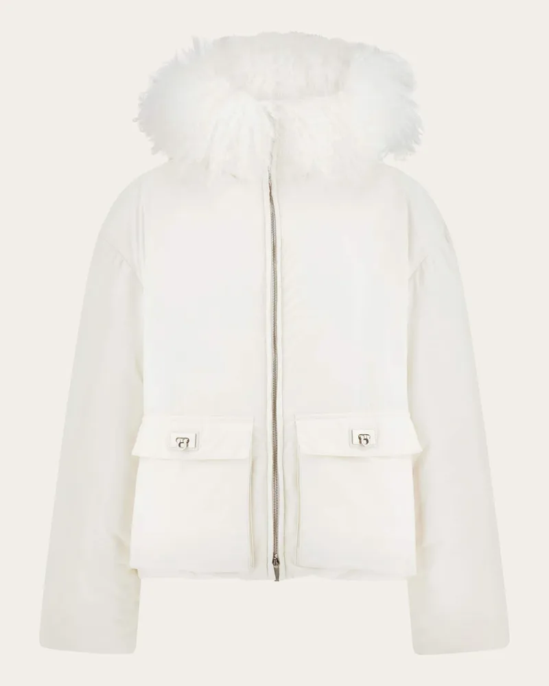 Ferragamo Damen Gefütterte Bomberjacke Beige Beige