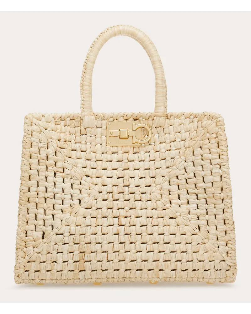 Ferragamo Damen Ferragamo Studio box bag (M) Beige Braun