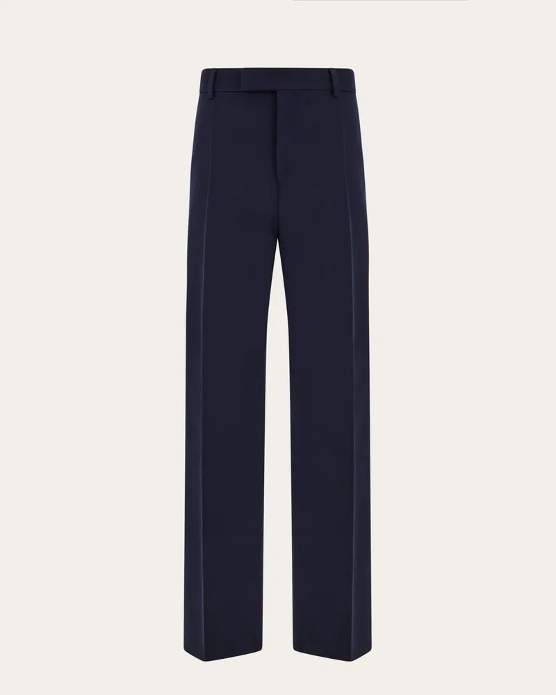 Ferragamo Herren Weite Wollhose Blau Blau