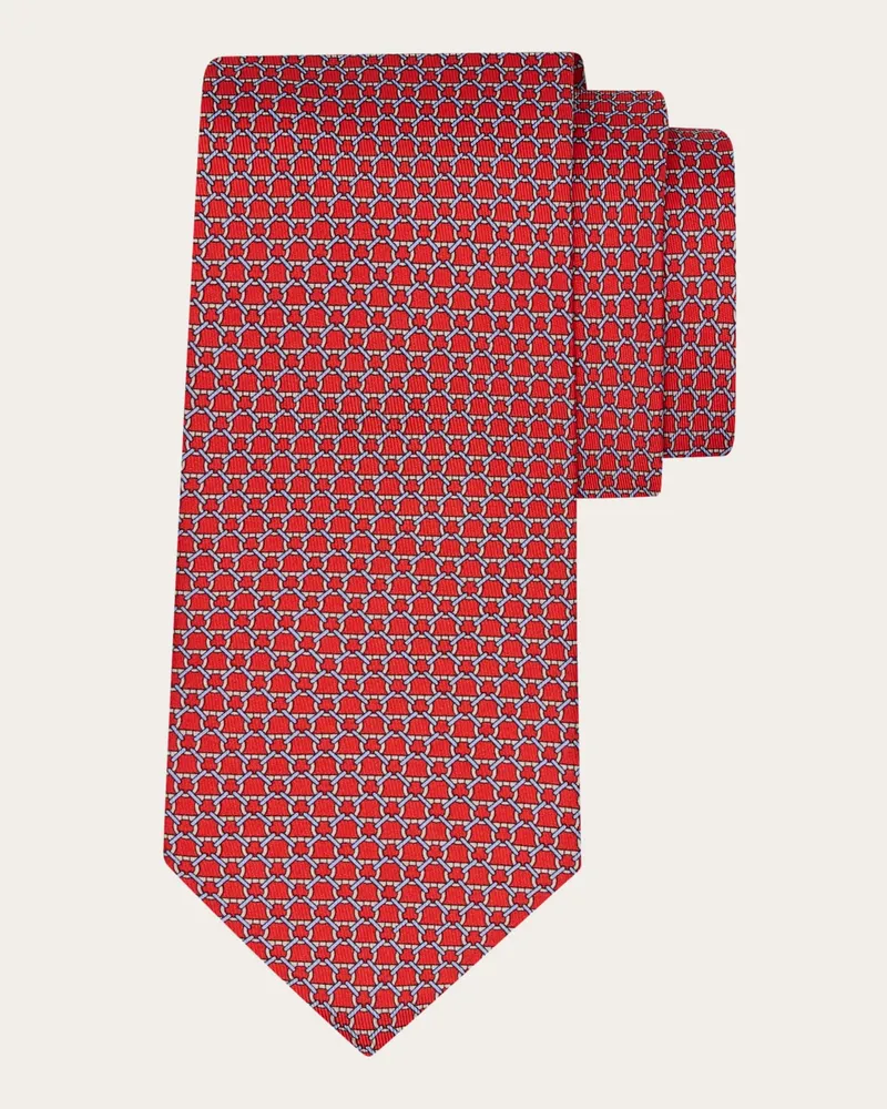 Ferragamo Herren Seidenkrawatte mit Link-Print Rot Rot