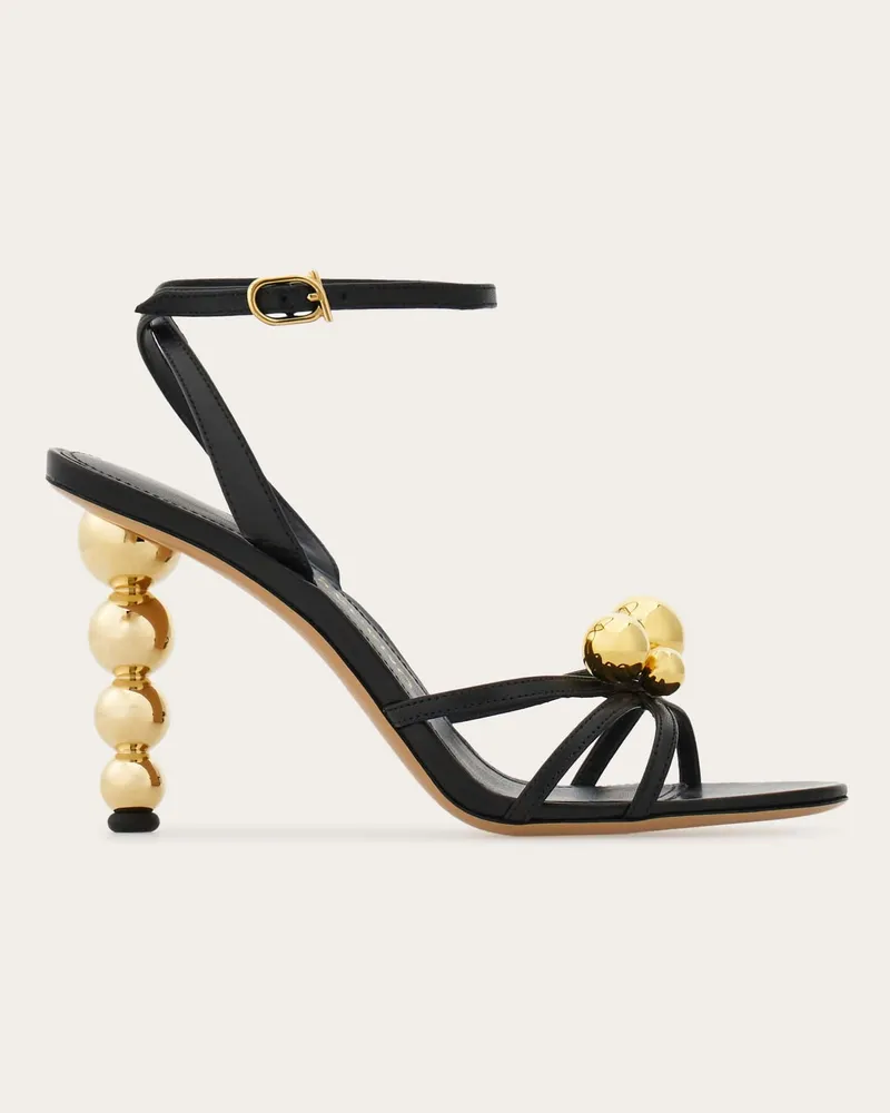 Ferragamo Damen Sandale mit Kugelabsatz Schwarz Größe Schwarz