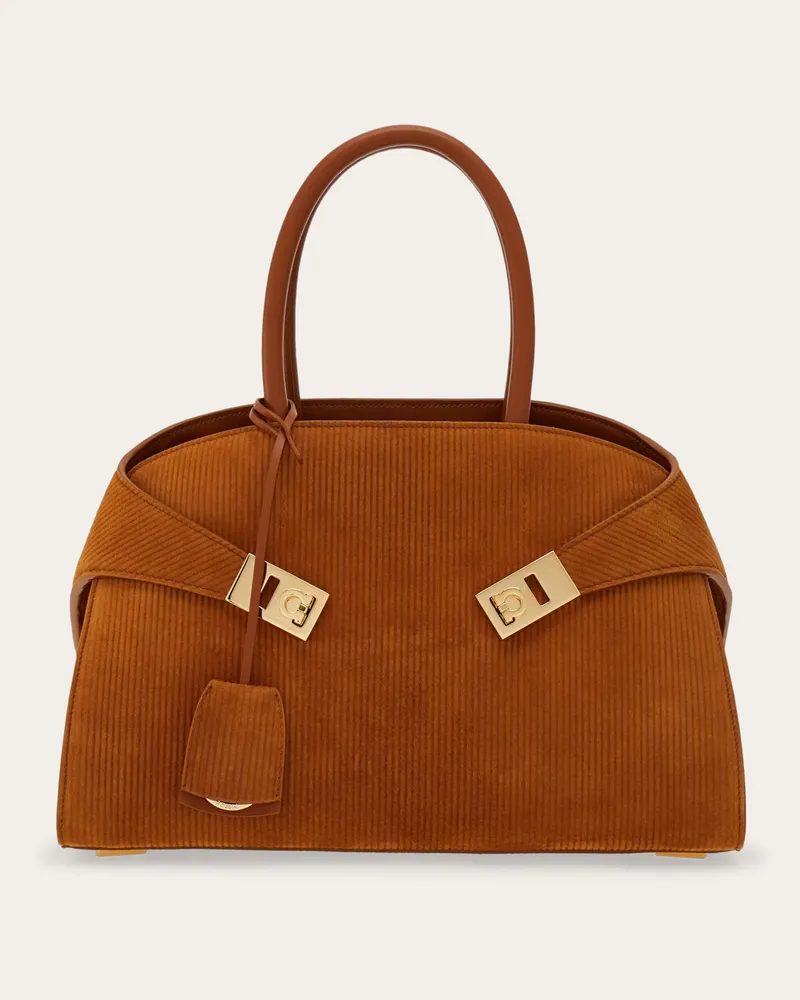 Ferragamo Damen Hug Handtasche (M) Beige Braun