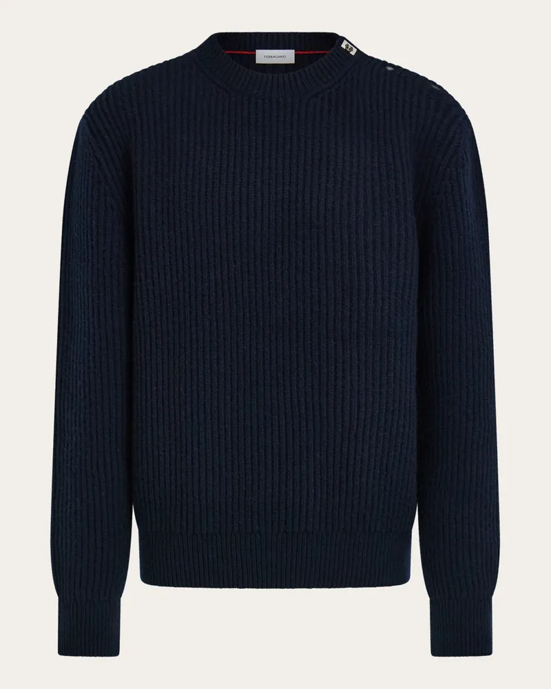 Ferragamo Herren Pullover mit Hug-Schnalle Blau Blau
