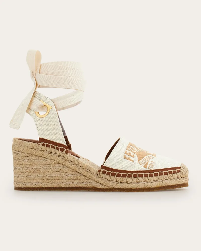 Ferragamo Damen Espadrilles mit Absatz Beige Größe 5 Braun