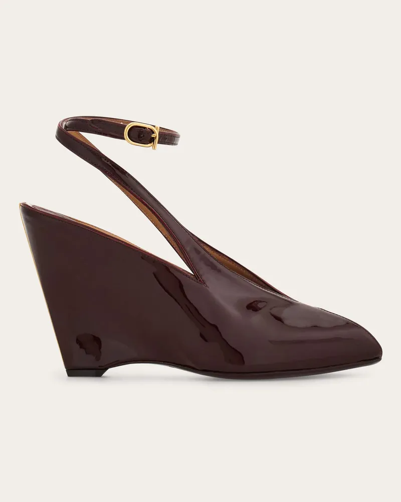 Ferragamo Damen Plateau-Sandale mit Keilabsatz Violett Größe 5 Violett