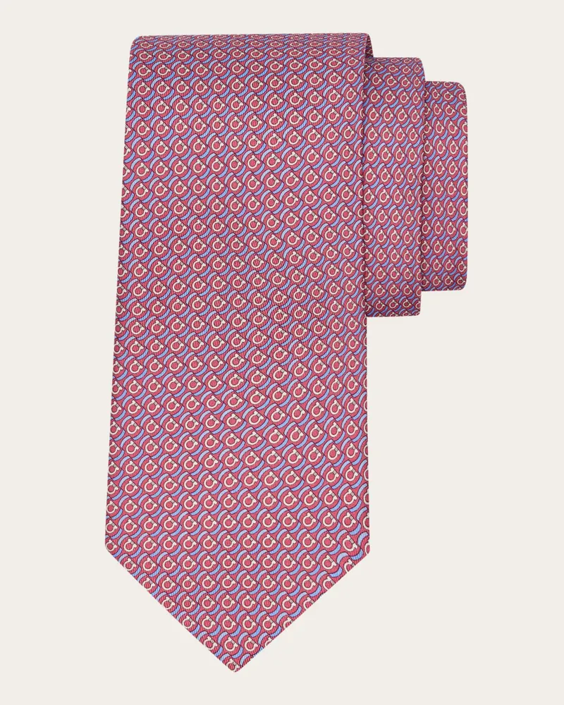 Ferragamo Herren Seidenkrawatte mit Klammern-Print Rosa Rosa