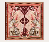 Damen Seidenhalstuch mit Raubkatzen-Print Rot