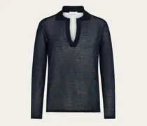 Herren Langärmliges Polohemd Blau