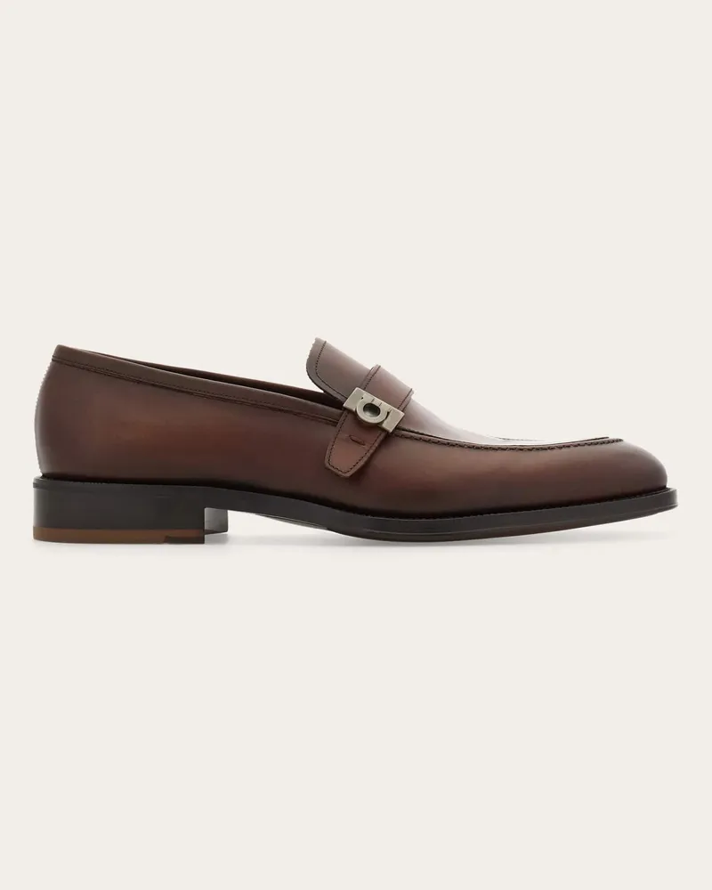 Ferragamo Herren Loafer in Mokassin-Machart mit Hug Schnalle Braun Größe Braun