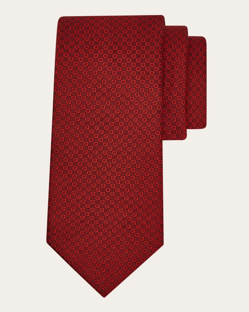 Ferragamo Herren Jacquard-Seidenkrawatte mit Mikro-Gancini Rot Rot