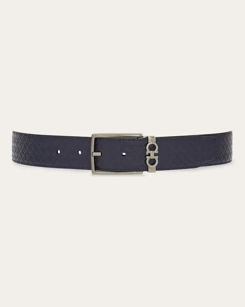 Ferragamo Herren Verstellbarer Gancini-Wendegürtel Blau Blau