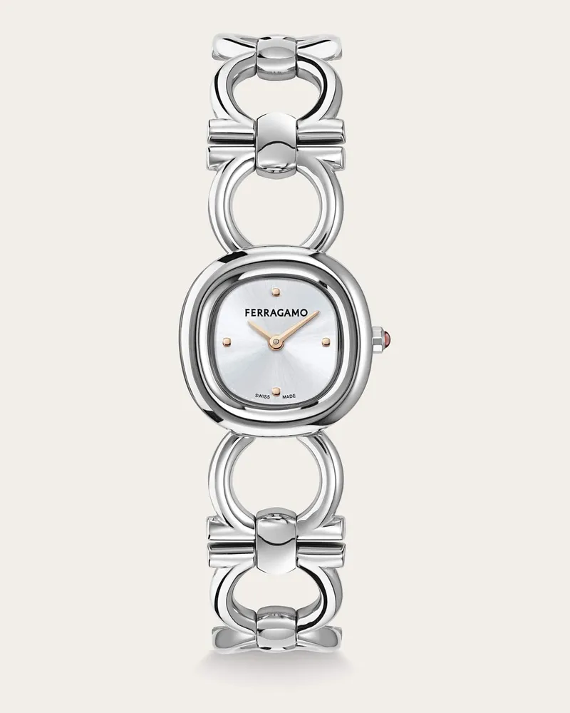 Ferragamo Damen Double Gancini Uhr Weiß Weiß