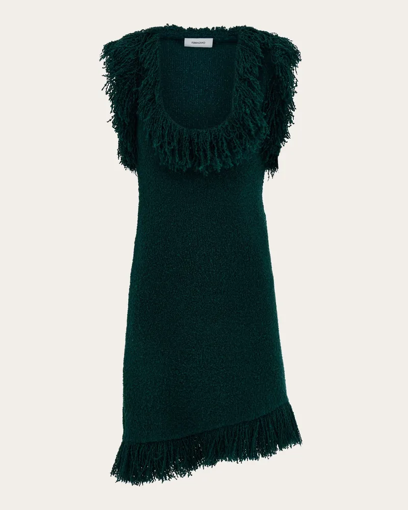Ferragamo Damen Minikleid mit Fransen Grün Grün