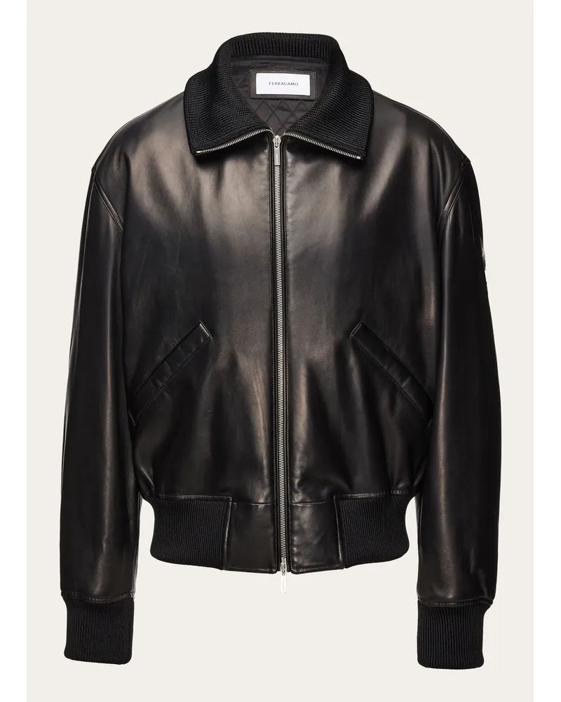 Ferragamo Herren Nappa-Blouson Schwarz Schwarz
