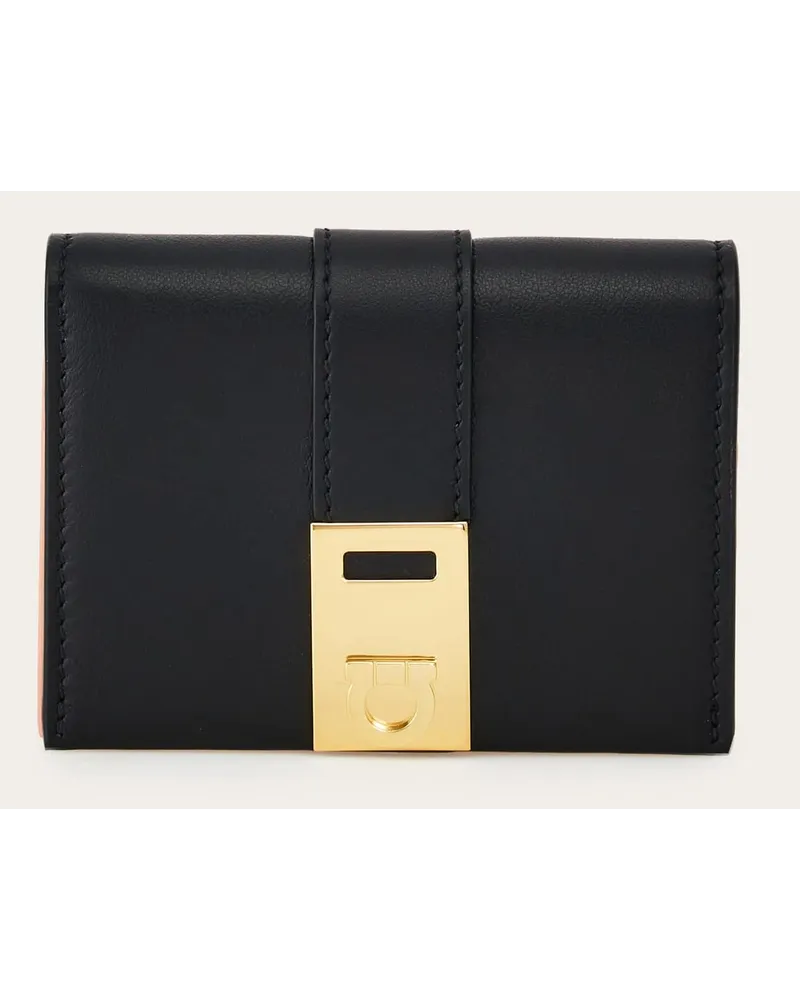 Ferragamo Damen Zweifarbiges Hug Portemonnaie Schwarz Schwarz