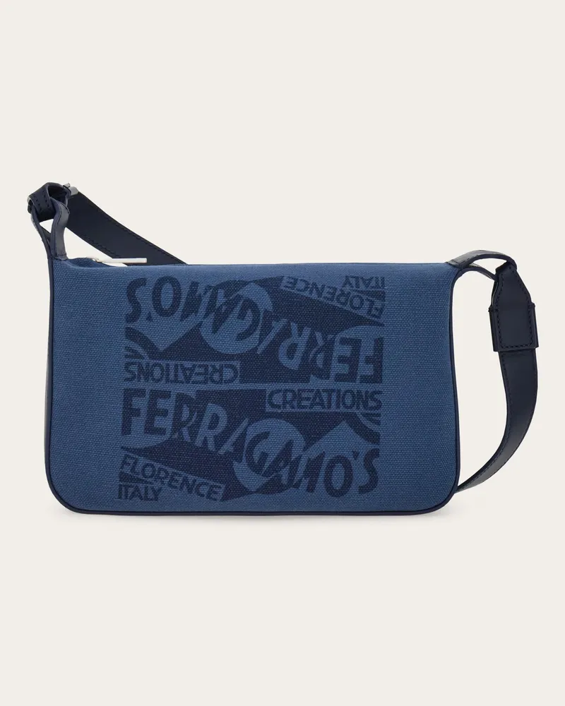 Ferragamo Herren Umhängetasche mit Logo Blau Blau