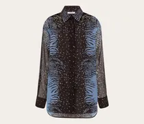 Damen Bluse aus Crêpe Georgette Blau