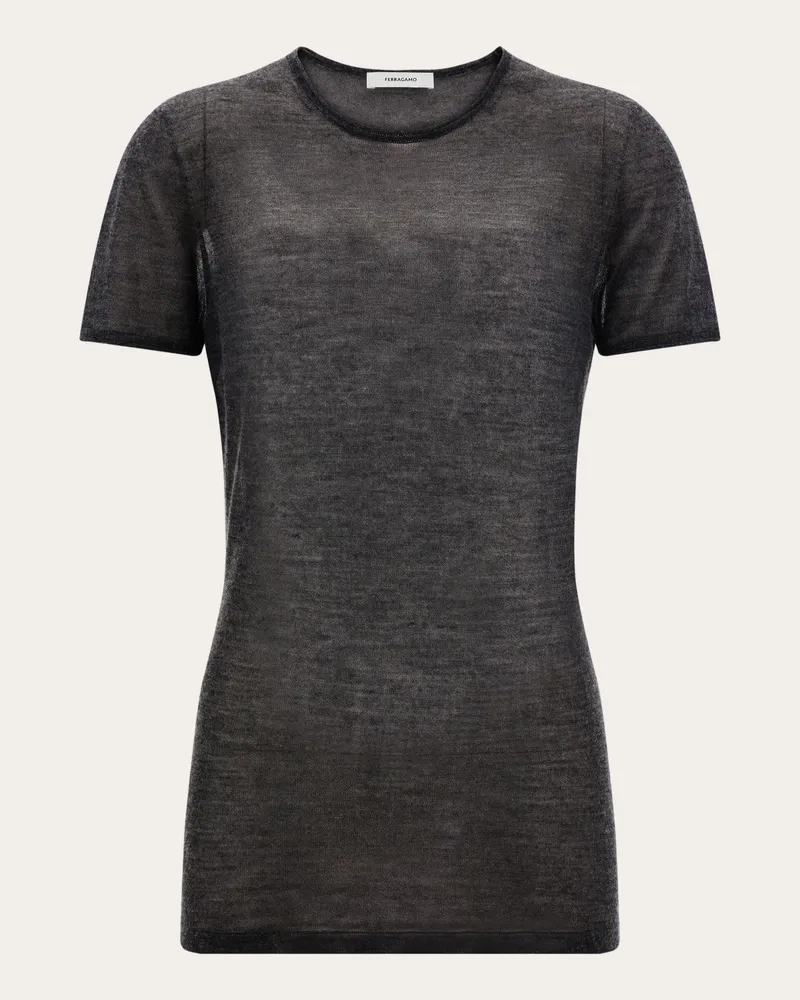 Ferragamo Damen Strick T-Shirt Grau Grau
