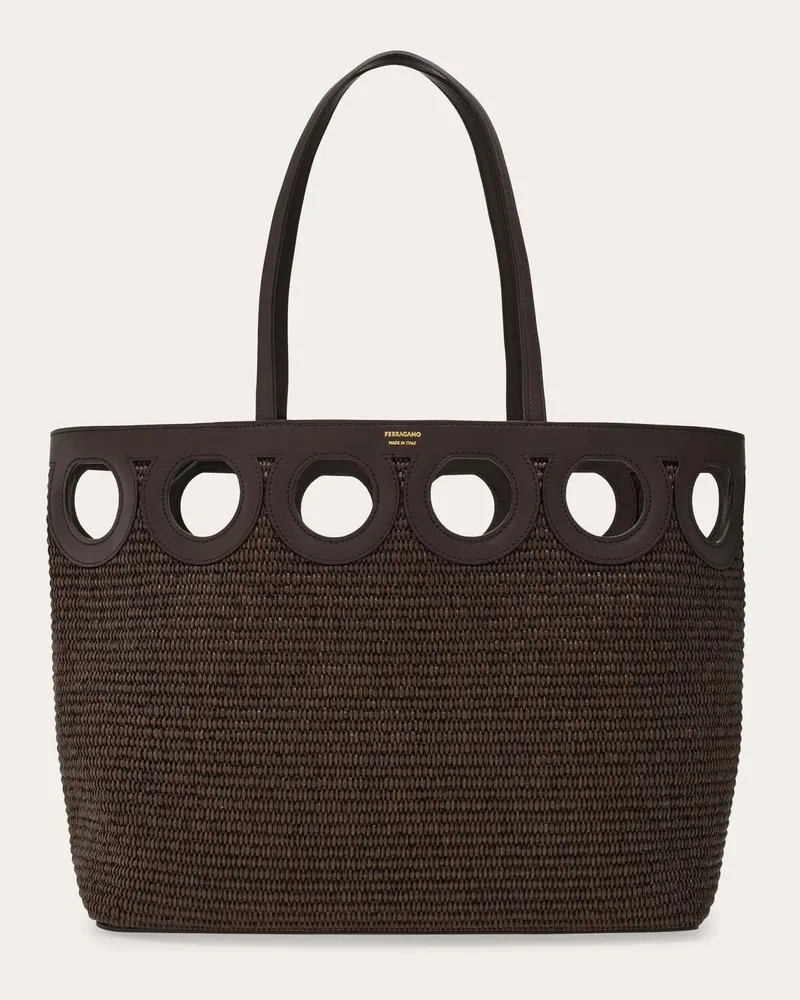 Ferragamo Damen Gancini-Umriss-Cabas (M) Braun Braun