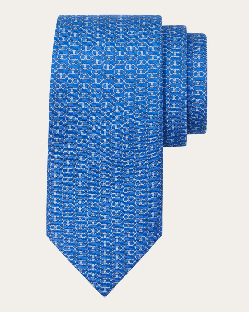 Ferragamo Herren Seidenkrawatte mit Gancini-Print Blau Blau