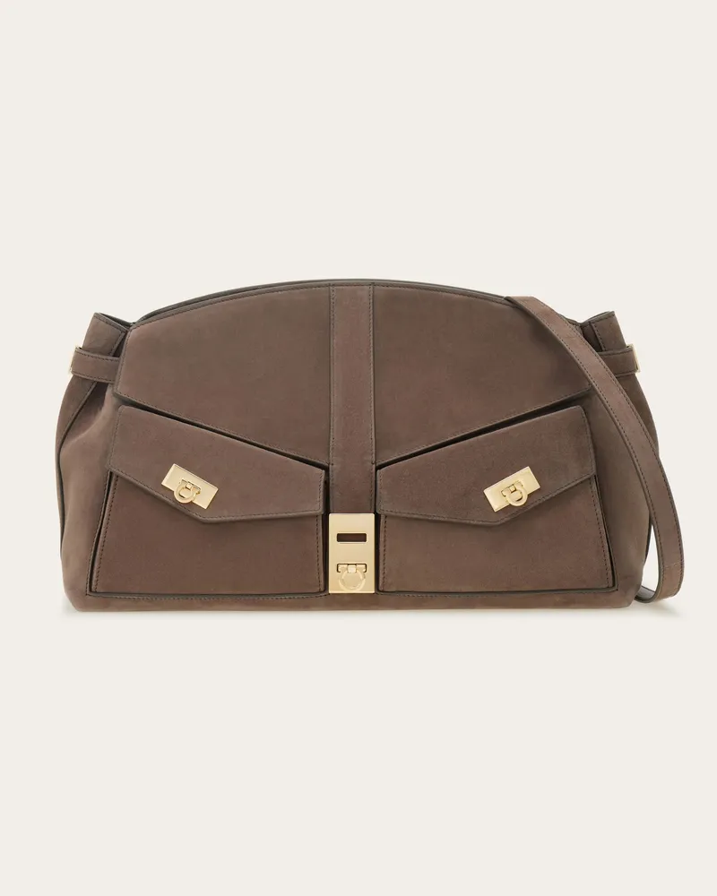 Ferragamo Damen Hug Umhängetasche Multipocket Grau Grau