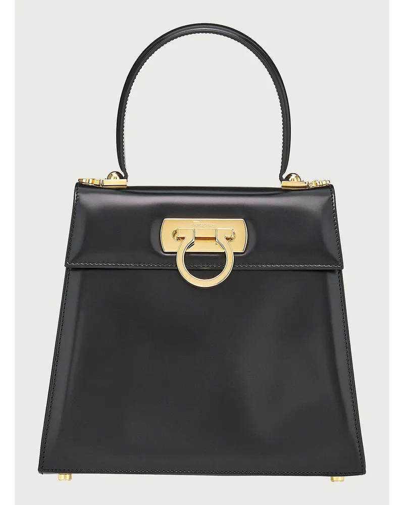 Ferragamo Damen Iconic Top Handle (M) Schwarz Schwarz
