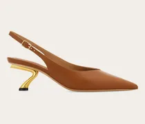Damen Slingback mit skulpturalem S-Absatz Braun Größe 5