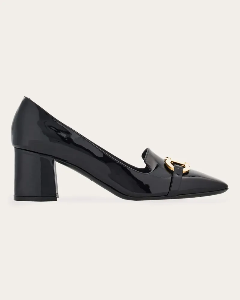 Ferragamo Damen Pumps mit Gancini-Ornament Schwarz Größe 5 Schwarz