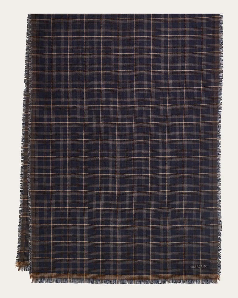 Ferragamo Herren Schal aus Kaschmir und Seide Blau Blau