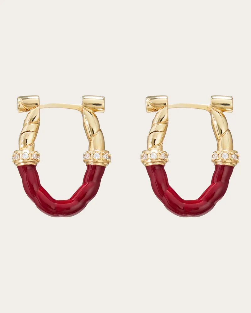 Ferragamo Damen Creolen mit Lack (S) Rot Rot