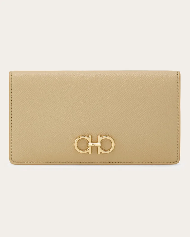 Ferragamo Damen Gancini Brieftasche Beige Braun